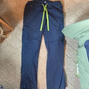 Med Couture Scrub Pants- Navy blue with green